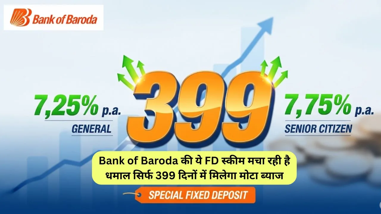 Bank of Baroda की ये FD स्कीम मचा रही है धमाल सिर्फ 399 दिनों में मिलेगा मोटा ब्याज