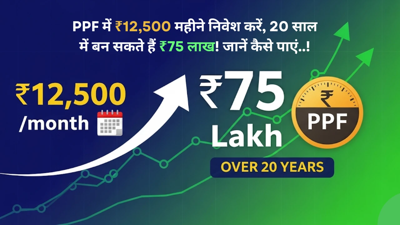 PPF में ₹12,500 महीने निवेश करें, 20 साल में बन सकते हैं ₹75 लाख! जानें कैसे पाएं